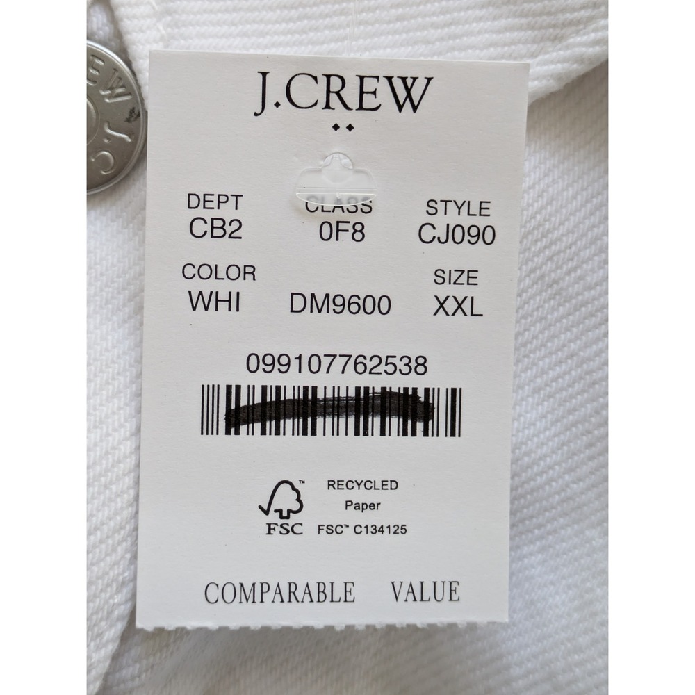 J.Crew Relaxed Denim Jacket Womens Size XXL White NWT‎ $128 CJ090 - Picture 6 of 7
